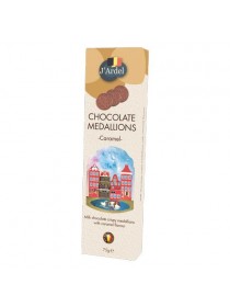 Медальоны хрустящие J’Ardel из молочного шоколада с воздушным рисом и со вкусом карамели 75г